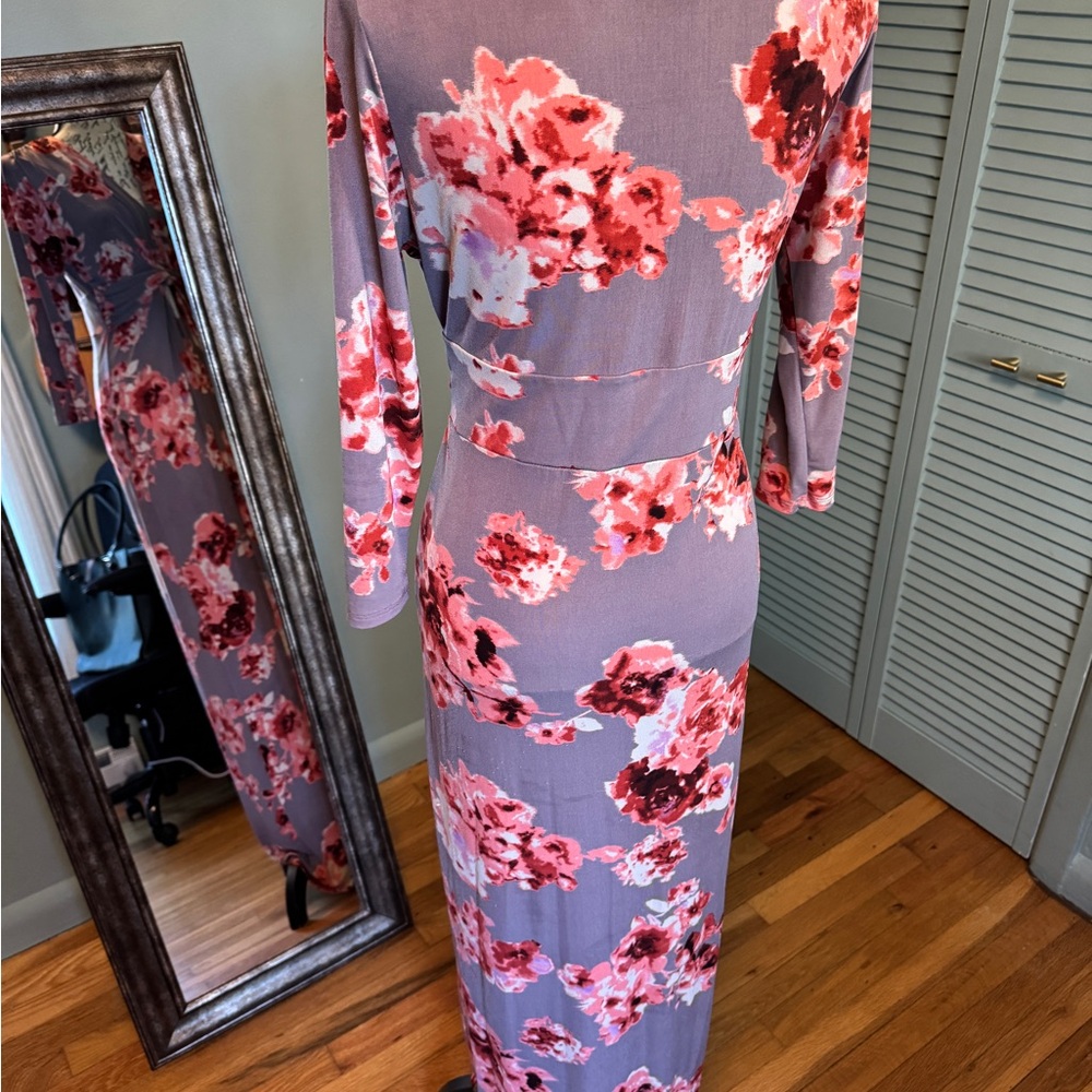 Peach Love California Floral Maxi Dress - Lavender And Pink View 3